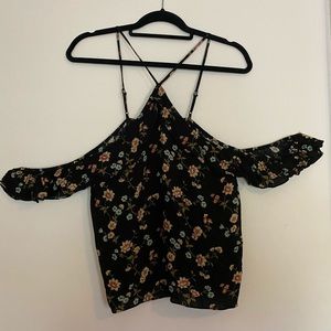 American Eagle black floral top - never worn